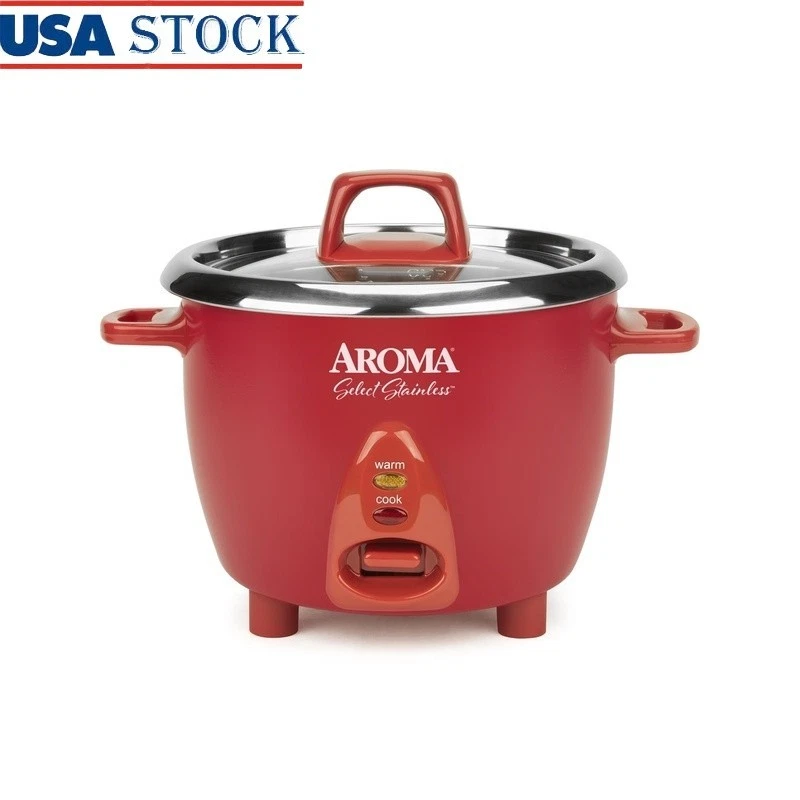 6-Cup Stainless Steel Rice Cooker One-Touch Keep Warm Ideal Soup Chili Jambalaya