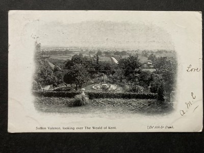 Sutton Valence Blick über den Weald von Kent Vintage Postkarte B50