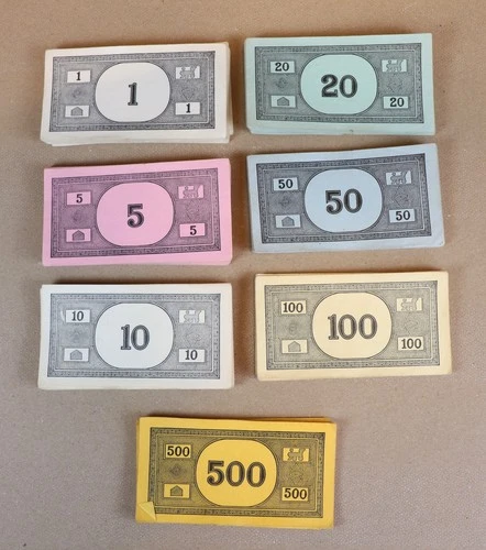 Vintage 1960's Parker Bros Monopoly Money Original Cash Replacement