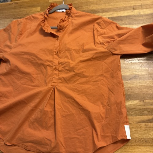 Caryn Lawn Kimberly Burnt Orange Smocked Sleeve Top Size OS EUC - Picture 4 of 10