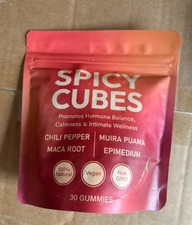 Hot Peach Chili Gummies with Maca Root, Spicy Cubes Vegan Supplement 30ct