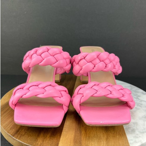 BCBG Generation Women's Pink Slip On Sandals Block Pumps Braided Finaa Size 7 - Picture 5 of 10