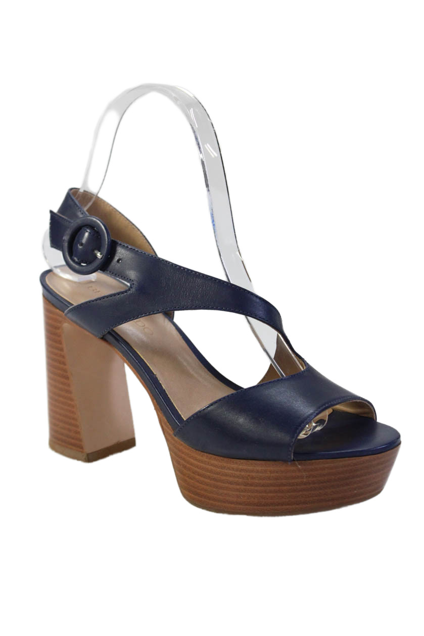 Bernardo Womens Leather Platform Slingbacks Sandals Navy Blue Size 6 MediumFree Shipping in US $100+ Orders | $6.95 Orders Below