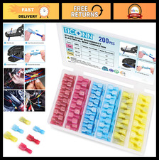 200 Pcs Nylon Spade Quick Disconnect Connectors Kit - Insulated Electrical Termi
