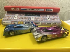 Scalextric 1/32 Slot Cars Lot Of TWO LMP Racers Blue & Purple With Silver #3 