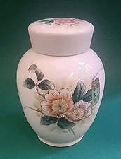 Vtg Japanese Porcelain Tea Caddy Natsume Jar w Camellia Blossom Tsubaki Design