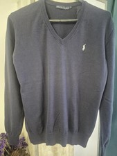 Men Ralph Lauren Sweater Navy Cotton 38 / M /...