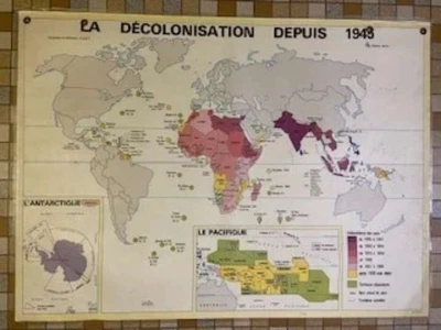 affiche scolaire " empires coloniaux en 1939- décolonisation" années 70 - Photo 1/4