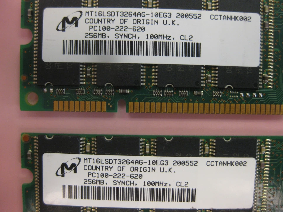 512 MB (2X256 MB) MEMORIA SDRAM RAM PC100 NO ECC sin búfer 168 pines DIMM escritorios Foto 2 de 4