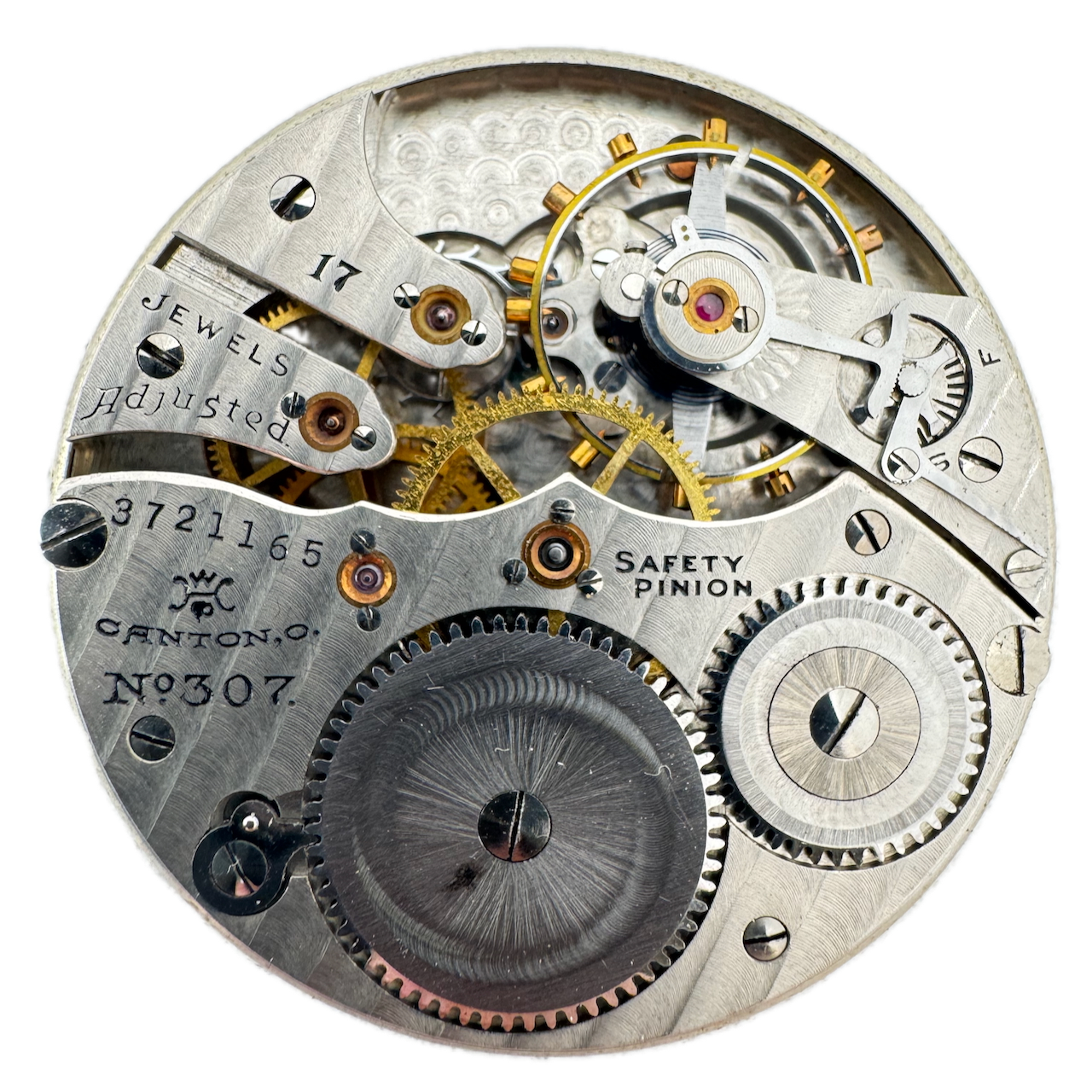 Antique 1918 Hampden 17J 12s Mechanical Pocket Watch Movement 307 USA