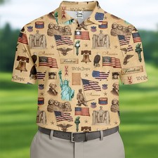 We The People America Freedom 250th Anniversary Vintage Golf Shirt Patriotic 4th