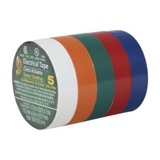 5 Pack Colored Electrical Tape 7 Mil Vinyl Flame Retardant Weather Resistant