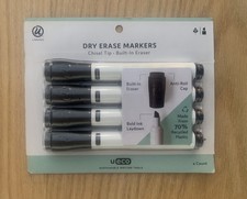 U Brands Fine Tip Dry Erase Markers with Eraser Whiteboard Markers Chisel 4pk