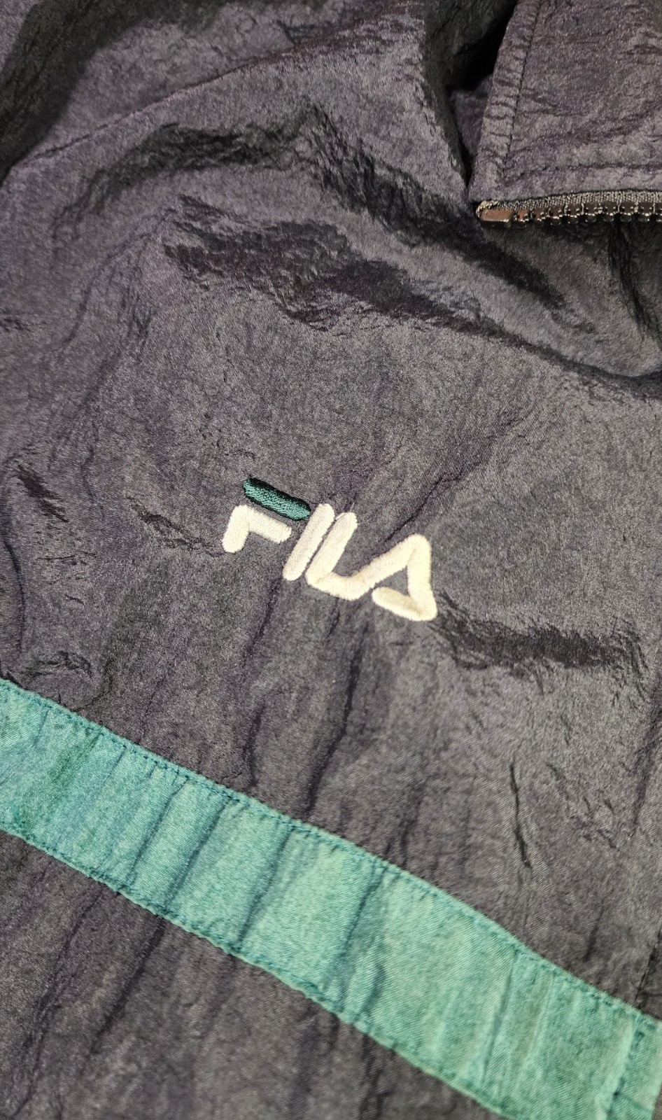 Giacca tuta a vento FILA Gabber vintage con loghi ricamati grande