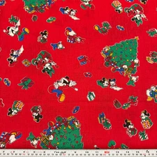 Vintage Peter Pan Fabrics Christmas Mickey Red Cotton Blend by the HALF YARD