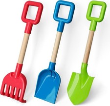 16in Beach Shovels Sand Spades Toys Garden Tools Wood Handle ABS Plastic