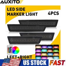 4x Smoked Rgb Led Side Marker Lights Front Rear For 2008-2014 Dodge Challenger 4x Smoked Rgb Led Side Marker Lights Front Rear For 2008-2014 Dodge Challenger