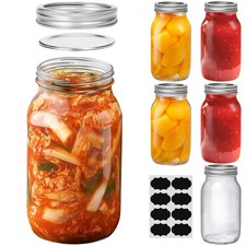 ComSaf 24 oz Mason Jars Regular Mouth 6 Pack, Tall Glass Jars with Lids BPA...