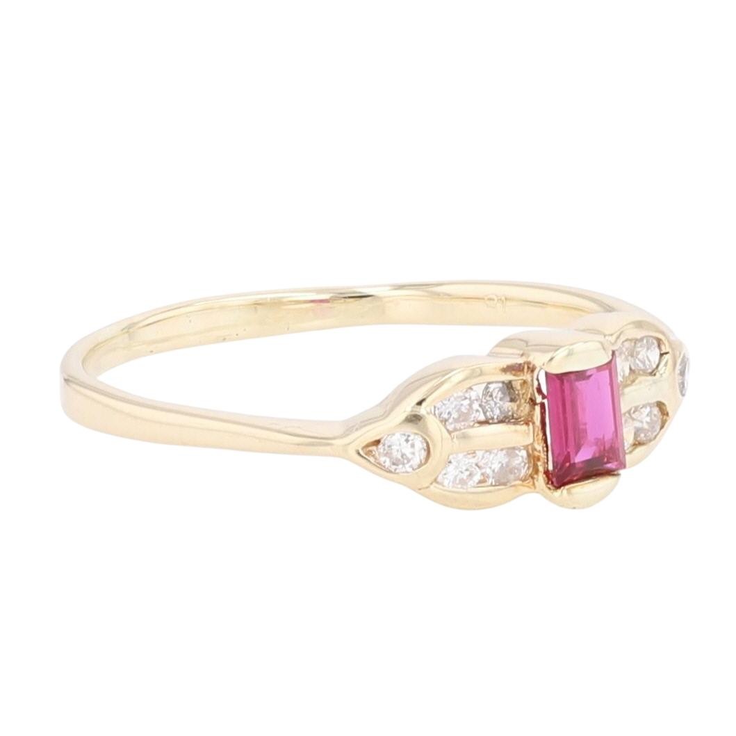 .32ctw Rectangular Cut Ruby with Diamond Accents … - image 2
