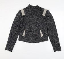 Gharani Strok Damen Schwarz Tweed Blazer Sakko UK 12 Regular Fit