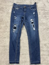 Arizona Jean Co Jeans Girls 16.5 Plus Skinny Blue Sequin Denim Cotton Blend