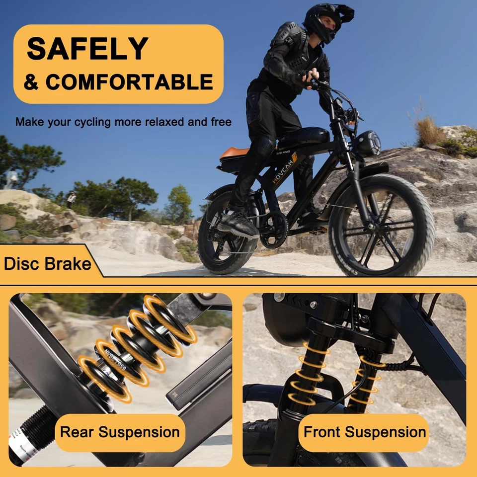 Movcan V30 20" Fat Tire Electric Bike 1000W 28mph 48V 15.6Ah for Adults - Image 2 of 4