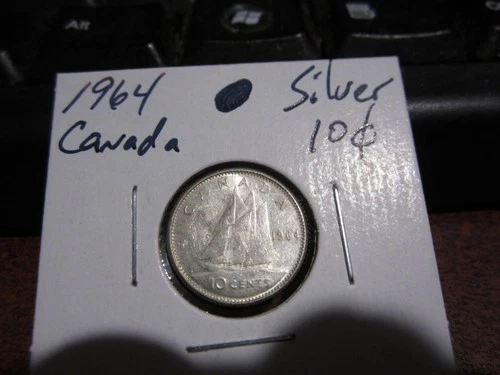Canada 1964 -  10 Cent Dime Canadian Coin - 80% Silver - ASW 0.06 Oz