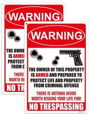 No Trespassing Sign Gun Signs for Home Security,There is Nothing Inside Worth...