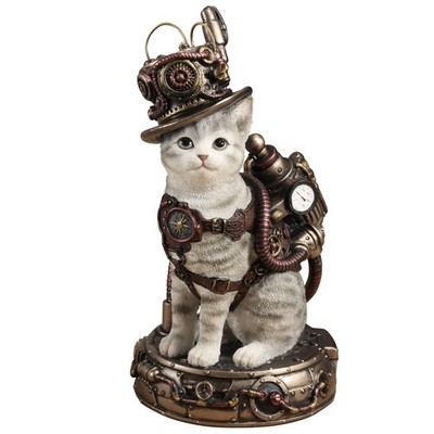 Veronese Steampunk Chaotic Neutral Cat Figurine   6 7/8'' Resin