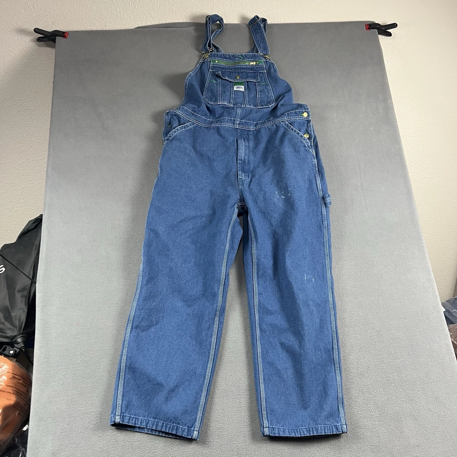 Liberty Bib Overalls Men 40x30 Blue Dark Wash Denim Carpenter Workwear