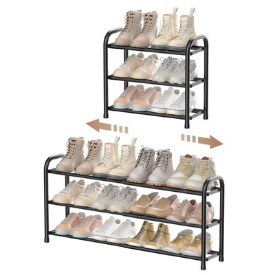 ENJOYBASICS erweiterbares Schuhregal, 3 Ebenen verstellbar 3 Ebenen, schwarz