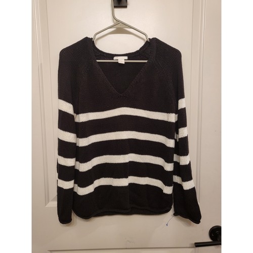 H&M Striped V-Neck Sweater M