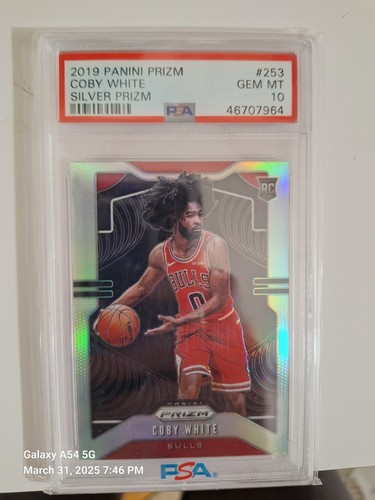 2019 Panini Prizm Coby White RC Rookie Silver Prizm Holo PSA 10 Gem Mint