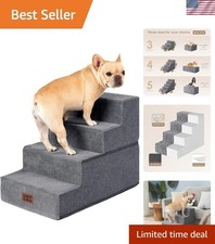 Elegant 18" Dog Stairs for Beds - Foldable Pet Steps for Small Dogs in Grey