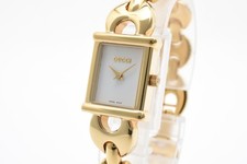 Vintage Gucci 1800L Gold White Dial Tank Square 18mm Quartz Women's Watch JAPAN