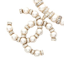 Chanel Coco Mark Necklace Gold Plated Faux Pearl