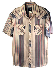 Vintage Wrangler Short Sleeve Pearl Snap Shirt Men's 16 1/2 Western Striped