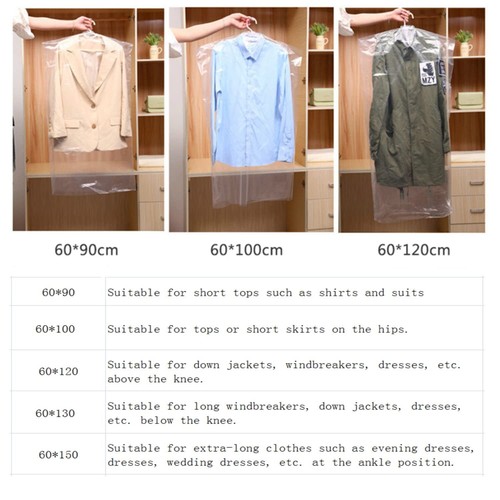 Pack Of 100 Garment Bag Transparent Suit Bagclothing Dust Cover Gown And Dress D - Picture 4 of 7