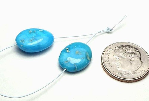 2 Stück DORNRÖSCHEN TÜRKIS 13 mm oval Ohrring Perlen NATURFARBE - Bild 2 von 2
