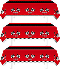 3Pcs Racing Car Plastic Tablecloth, Race Birthday Party Decorations, 54'' X 108'