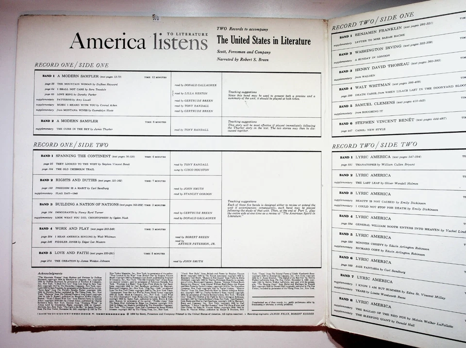 America Listens To Literature United States Breen Vinyl 2-LP Record Gatefold - Image 3 of 4