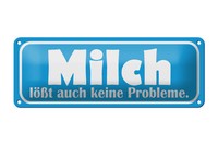 Blechschild Spruch 27X10 Cm Milch LöSt Auch Keine Probleme Deko Schild Tin Sign