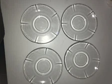 Set of 4 - 5.75 inch, Clear Glass, Vintage Duralex France Saucer Plates