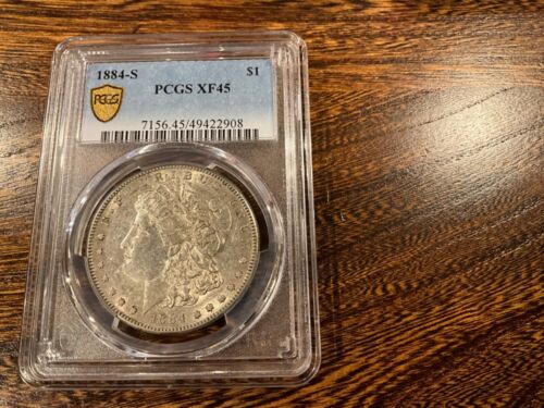 1884-S $1 Morgan Silver Dollar PCGS XF 45  - Foto 1 di 4