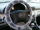 1a real lambskin steering wheel cover in silver, steering wheel cover, steering wheel cover
