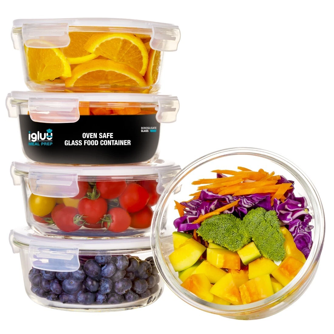 Igluu Glass Food Storage Round Meal Prep Containers 5 Pc + Air Vent & Extra Lid
Opens in a new windo