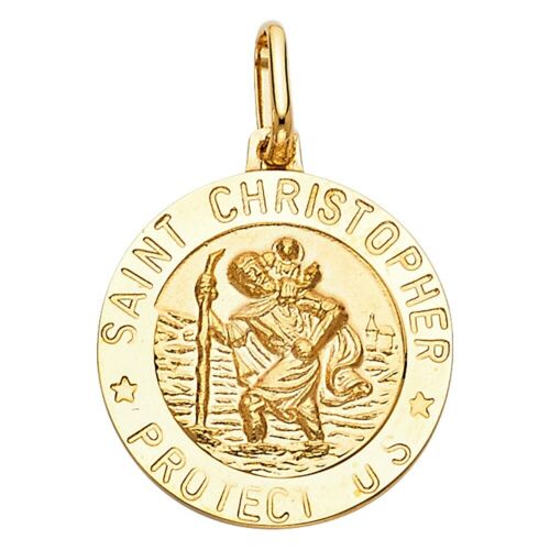 14k REAL Yellow Gold Religious Saint Christopher Medal Charm Pendant | eBay