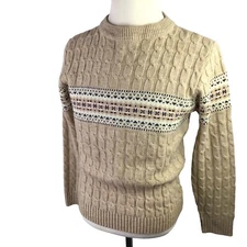 Vintage 70s Ski Sweater Steep Slopes Sz S Nordic Knit Fair Isle Pullover Acrylic