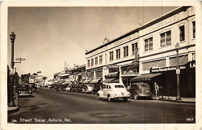 PC CPA US, OREGON, ASTORIA, STREET SCENE, VINTAGE ECHT FOTO POSTKARTE (b6410)