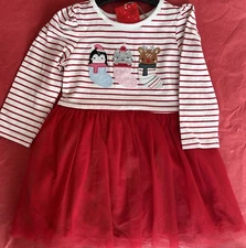 Mothercare 9-12 Months Red Striped Tulle Christmas Stocking Designed Dress 